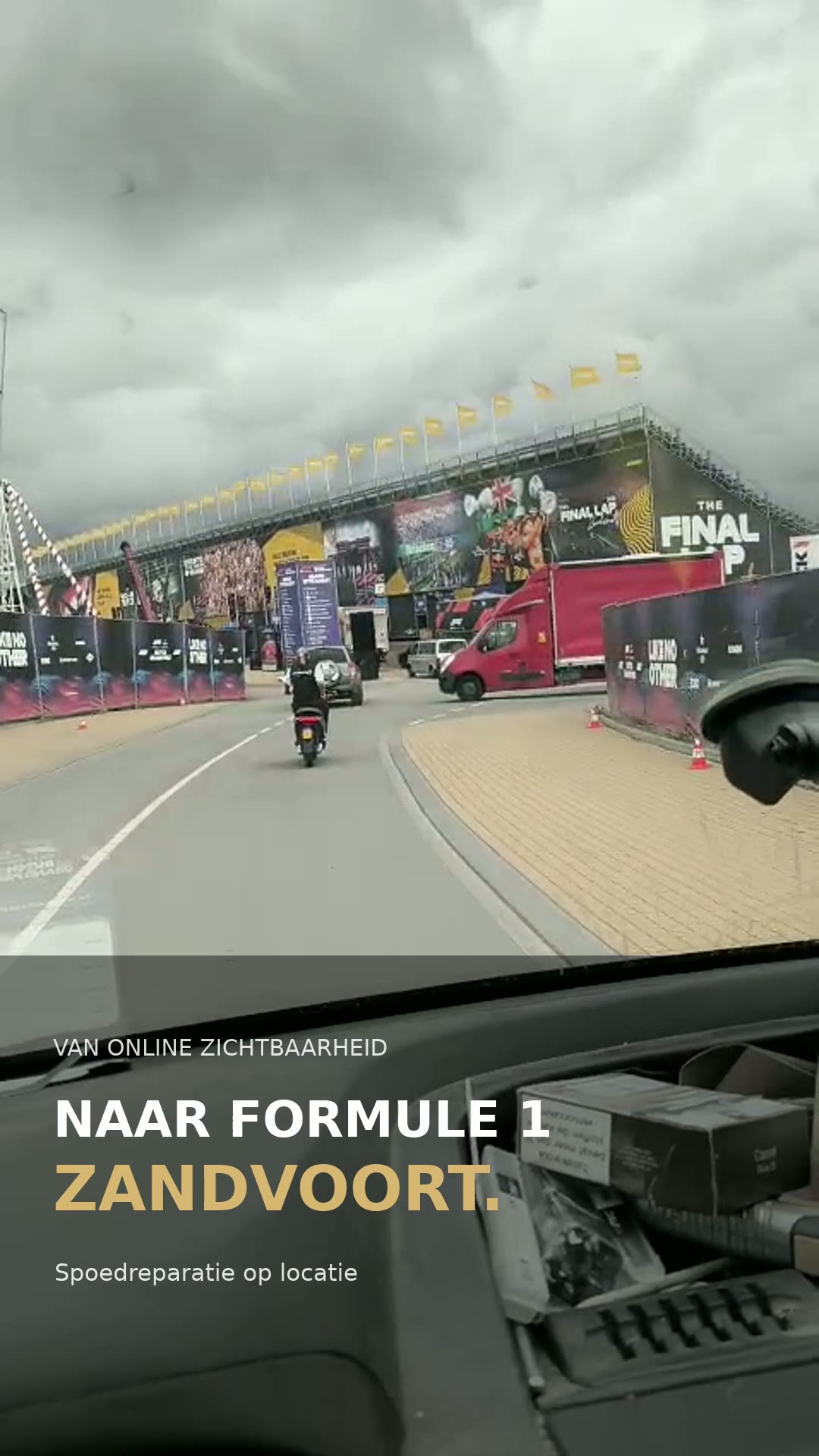 Kevco onderweg voor een spoedreparatie bij de Formule 1 in Zandvoort